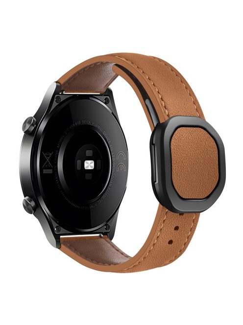 For Huawei Watch 4 Pro / 4 / GT 4 46mm Universal 22mm Magnetic Buckle Genuine Cow Leather Watch Strap - Brown