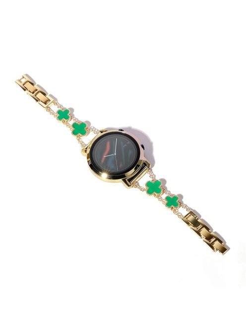 For Huawei Watch Buds / GT3 SE  / GT3 Pro Watch Band 22mm Clover Aluminum Alloy Strap Bracelet - Gold / Green