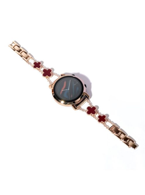 For Huawei Watch Buds / GT3 SE  / GT3 Pro Watch Band 22mm Clover Aluminum Alloy Strap Bracelet - Rose Gold / Wine Red