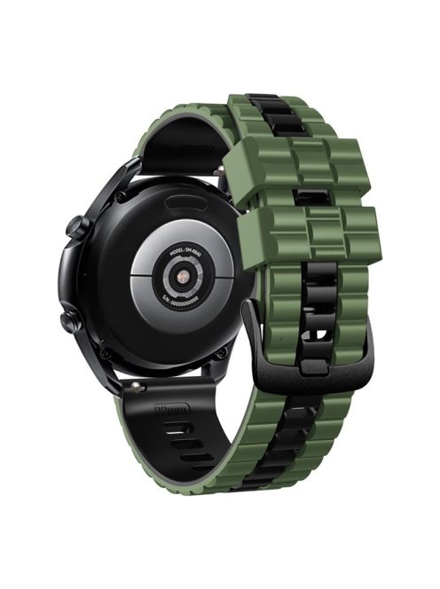 For Huawei Watch Buds / GT3 SE / GT3 Pro 46mm Dual Color Watch Band 22mm Wave Grain Silicone Wrist Strap - Army Green / Black