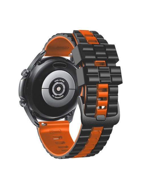 For Huawei Watch Buds / GT3 SE / GT3 Pro 46mm Dual Color Watch Band 22mm Wave Grain Silicone Wrist Strap - Black / Orange