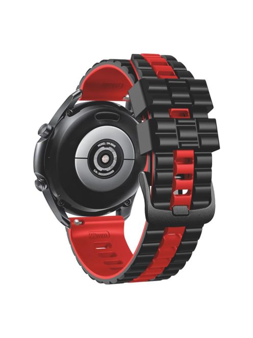 For Huawei Watch Buds / GT3 SE / GT3 Pro 46mm Dual Color Watch Band 22mm Wave Grain Silicone Wrist Strap - Black / Red