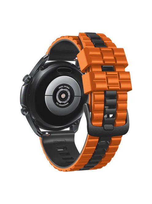 For Huawei Watch Buds / GT3 SE / GT3 Pro 46mm Dual Color Watch Band 22mm Wave Grain Silicone Wrist Strap - Orange / Black