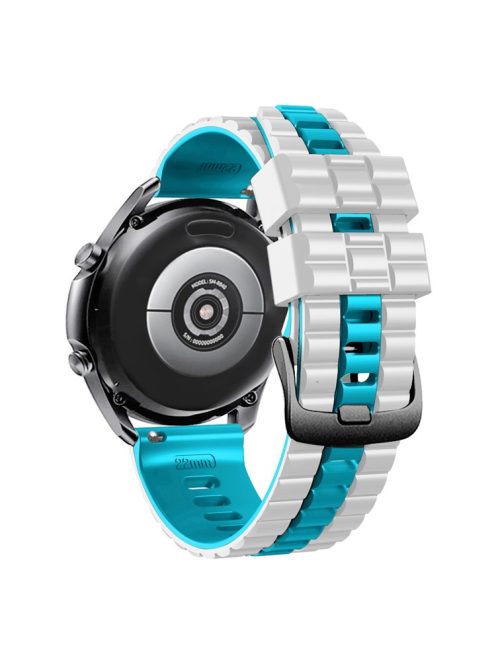 For Huawei Watch Buds / GT3 SE / GT3 Pro 46mm Dual Color Watch Band 22mm Wave Grain Silicone Wrist Strap - White / Sky Blue