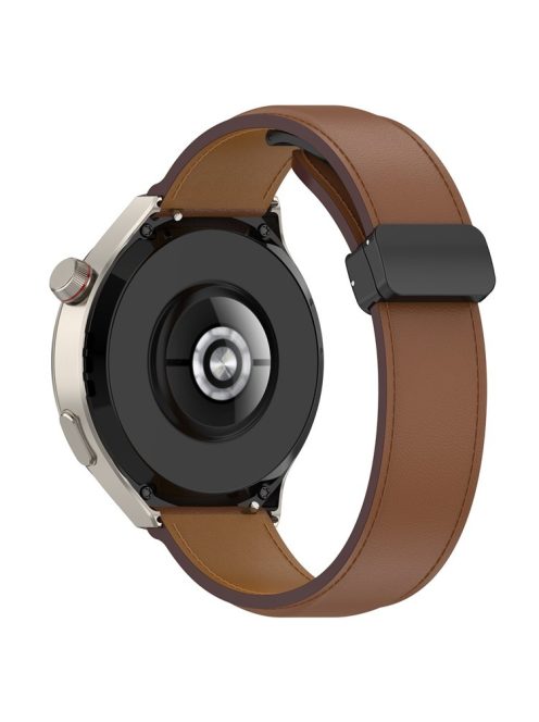 For Huawei Watch Buds / Watch 4 Pro / Watch 3 Pro Genuine Cow Leather Watch Strap 22mm Folding Buckle Wristband - Brown