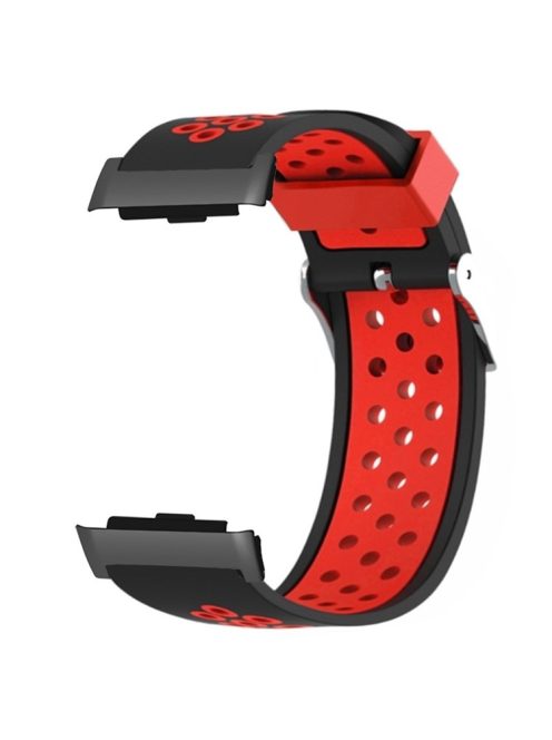 For Huawei Watch D Adjustable Silicone+Metal Watch Strap Breathable Band - Red