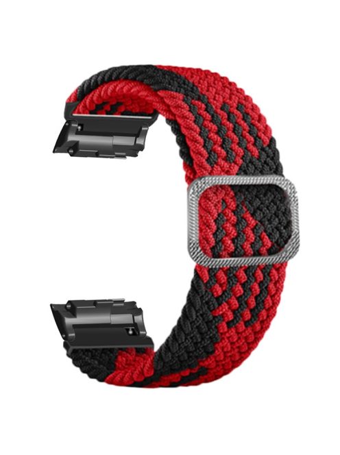 For Huawei Watch D Elastic Braided Nylon Watch Strap Adjustable Wrist Band - Red+Black