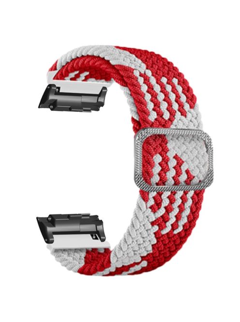 For Huawei Watch D Elastic Braided Nylon Watch Strap Adjustable Wrist Band - Red+White