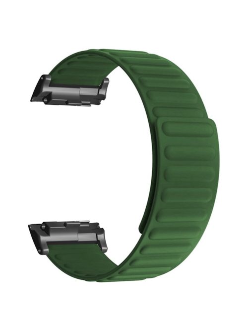 For Huawei Watch D Magnetic Adjustable Silicone+Metal Watch Strap Replacement - Army Green