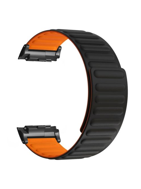 For Huawei Watch D Magnetic Adjustable Silicone+Metal Watch Strap Replacement - Black+Orange