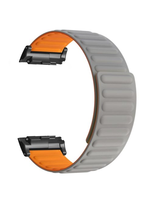 For Huawei Watch D Magnetic Adjustable Silicone+Metal Watch Strap Replacement - Grey+Orange