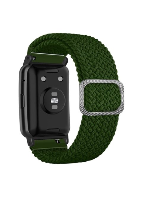 For Huawei Watch Fit / Watch Fit Special Edition Watch Band Nylon Braided Elastic Wrist Strap - Army Green