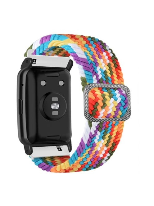 For Huawei Watch Fit / Watch Fit Special Edition Watch Band Nylon Braided Elastic Wrist Strap - Rainbow