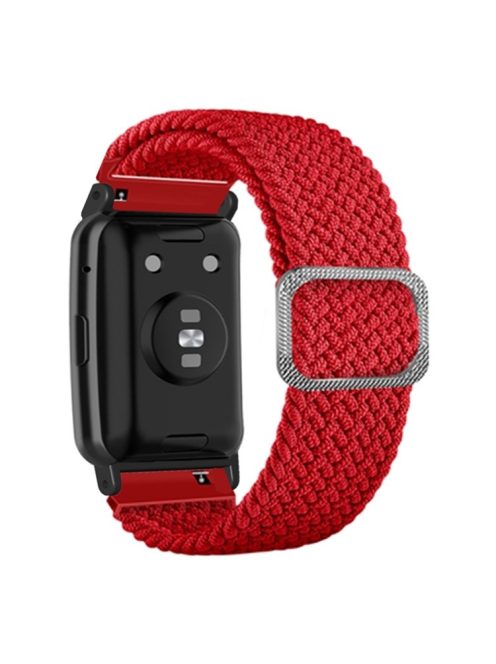 For Huawei Watch Fit / Watch Fit Special Edition Watch Band Nylon Braided Elastic Wrist Strap - Red