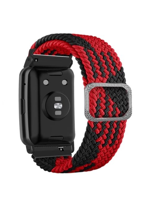 For Huawei Watch Fit / Watch Fit Special Edition Watch Band Nylon Braided Elastic Wrist Strap - Red+Black