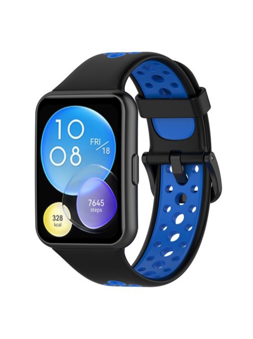 For Huawei Watch Fit 2 / Watch Fit 2 Active Dual Color Watch Band Silicone Replacement Wrist Strap - Black / Blue