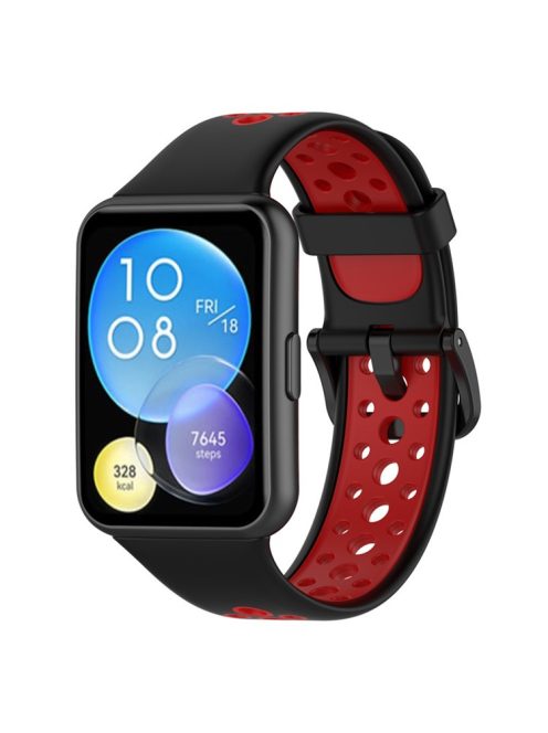 For Huawei Watch Fit 2 / Watch Fit 2 Active Dual Color Watch Band Silicone Replacement Wrist Strap - Black / Red