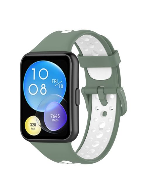 For Huawei Watch Fit 2 / Watch Fit 2 Active Dual Color Watch Band Silicone Replacement Wrist Strap - Light Green / White