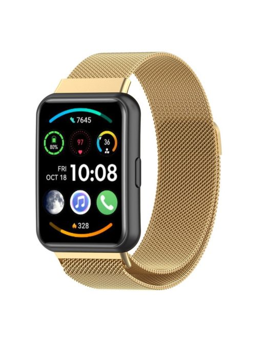 For Huawei Watch Fit 2 / Watch Fit 2 Active Stainless Steel Milanese Mesh Strap Smart Watch Replacement Wrist Band - Gold