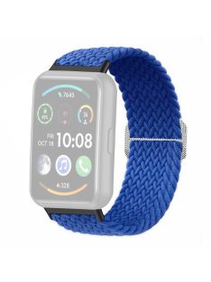   For Huawei Watch Fit 2 Adjustable Watch Strap Braided Elastic Wristband - Dark Blue