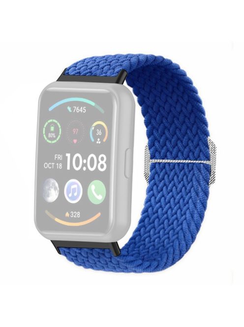 For Huawei Watch Fit 2 Adjustable Watch Strap Braided Elastic Wristband - Dark Blue