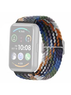   For Huawei Watch Fit 2 Adjustable Watch Strap Braided Elastic Wristband - Denim