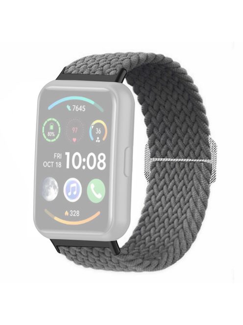 For Huawei Watch Fit 2 Adjustable Watch Strap Braided Elastic Wristband - Grey