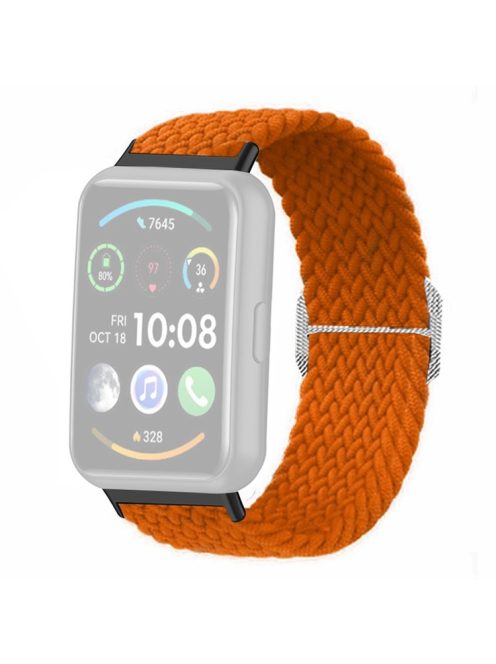 For Huawei Watch Fit 2 Adjustable Watch Strap Braided Elastic Wristband - Orange