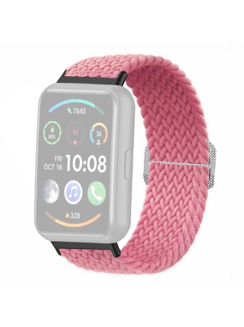 For Huawei Watch Fit 2 Adjustable Watch Strap Braided Elastic Wristband - Pink