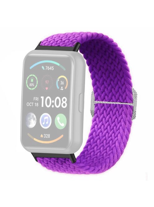 For Huawei Watch Fit 2 Adjustable Watch Strap Braided Elastic Wristband - Purple