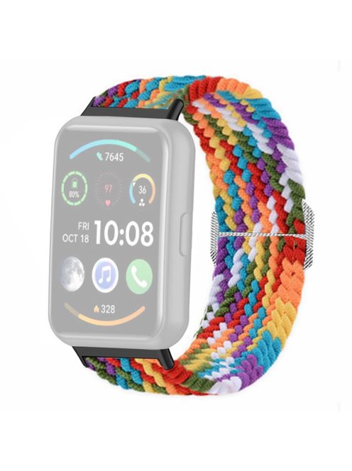 For Huawei Watch Fit 2 Adjustable Watch Strap Braided Elastic Wristband - Rainbow