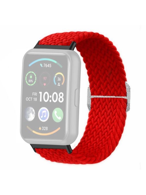 For Huawei Watch Fit 2 Adjustable Watch Strap Braided Elastic Wristband - Red