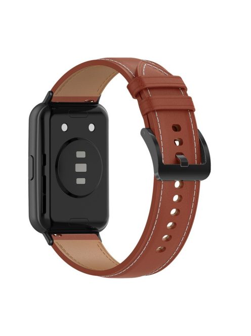 For Huawei Watch Fit 2 Genuine Leather Smart Watch Strap Replacement Adjustable Wrist Band - Dark Brown