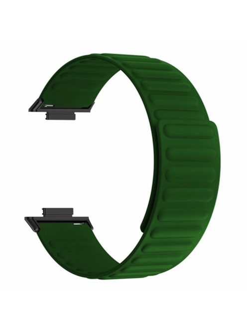 For Huawei Watch Fit 2 Magnetic Watch Strap Silicone Adjustable Wristband - Army Green