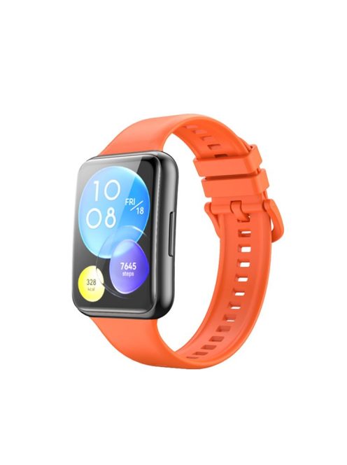 For Huawei Watch Fit 2 Silicone Watch Band Adjustable Soft Replacement Strap - Orange