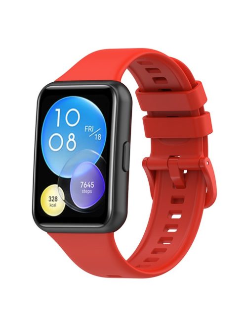 For Huawei Watch Fit 2 Silicone Watch Band Waterproof Replacement Wristband Watch Strap - Red