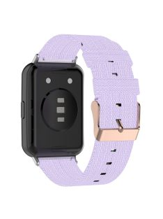   For Huawei Watch Fit 2 Watch Strap with Buckle Nylon Wrist Band Sports Watch 20mm Quick Release Watchband - Light Purple