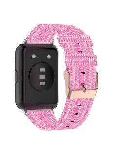   For Huawei Watch Fit 2 Watch Strap with Buckle Nylon Wrist Band Sports Watch 20mm Quick Release Watchband - Pink