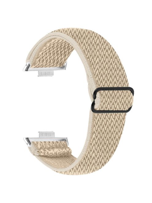 For Huawei Watch Fit 3 Adjustable Nylon Watch Band Wave Design Elastic Wrist Strao - Apricot