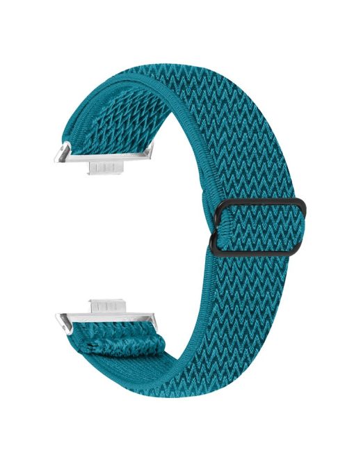 For Huawei Watch Fit 3 Adjustable Nylon Watch Band Wave Design Elastic Wrist Strao - Cyan