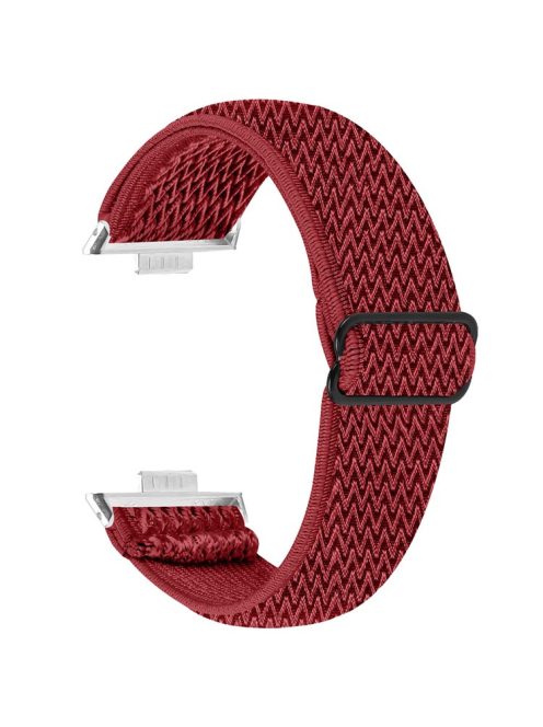 For Huawei Watch Fit 3 Adjustable Nylon Watch Band Wave Design Elastic Wrist Strao - Deep Red