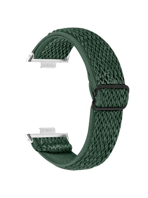 For Huawei Watch Fit 3 Adjustable Nylon Watch Band Wave Design Elastic Wrist Strao - Military Green