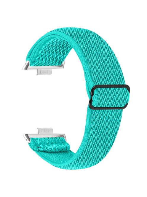 For Huawei Watch Fit 3 Adjustable Nylon Watch Band Wave Design Elastic Wrist Strao - Mint Green