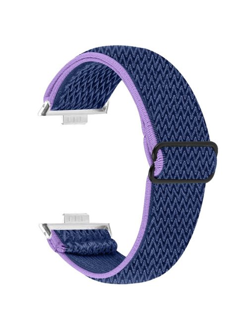 For Huawei Watch Fit 3 Adjustable Nylon Watch Band Wave Design Elastic Wrist Strao - Purple+Blue