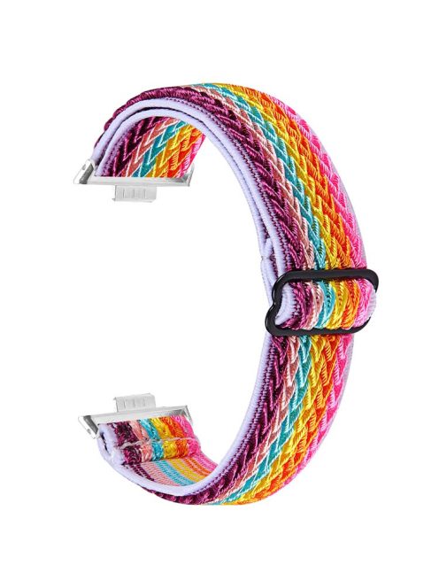 For Huawei Watch Fit 3 Adjustable Nylon Watch Band Wave Design Elastic Wrist Strao - Rainbow 2