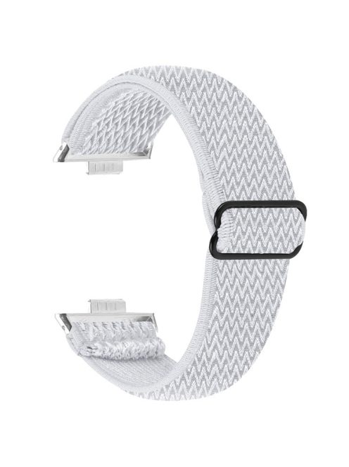 For Huawei Watch Fit 3 Adjustable Nylon Watch Band Wave Design Elastic Wrist Strao - White