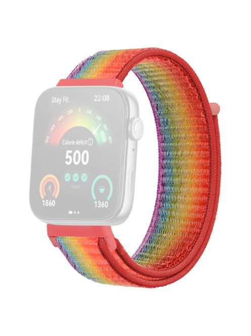 For Huawei Watch Fit 3 Band Breathable Braided Nylon Sport Adjustable Watch Strap - Rainbow