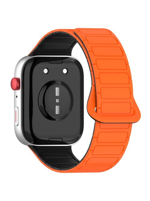 For Huawei Watch Fit 3 Dual Color Replacement Band Magnetic Silicone Watch Strap - Orange+Black