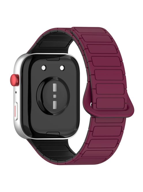 For Huawei Watch Fit 3 Dual Color Replacement Band Magnetic Silicone Watch Strap - Wine Red+Black