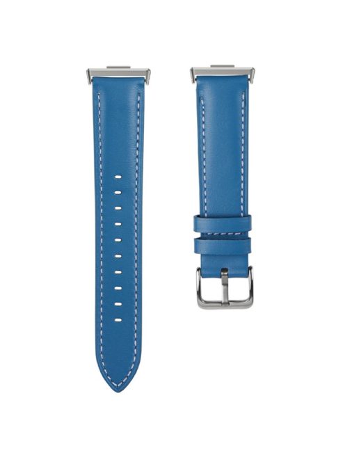 For Huawei Watch Fit 3 Genuine Cow Leather Band Slim Watch Strap - Blue